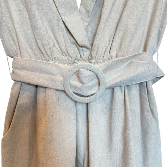 Princess Polly Cotton Blend Turin Romper Beige Short Sleeve - Women's 4 - Picture 8 of 12